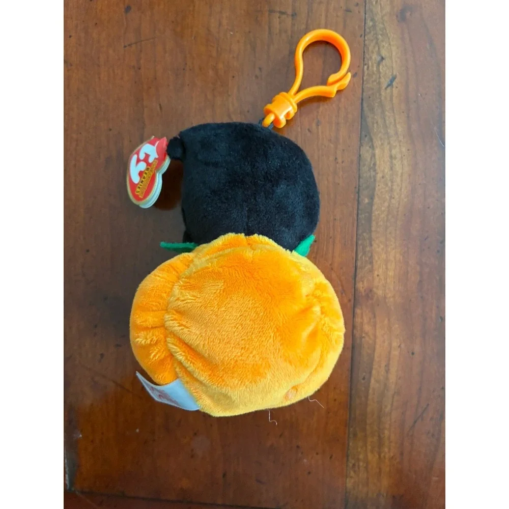 TY Halloweenie Beanie Baby -SPOOKY the Reaper in Pumpkin (Key Clip 4 inch) MWMTs